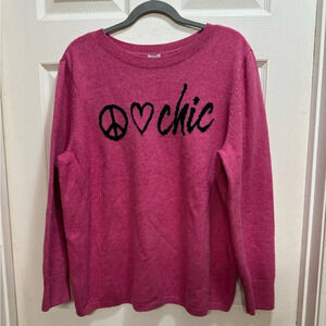 Chicos Cashmere-Blend Peace Love Chic Sweater Long Sleeve Soft Cozy Size 3 US XL